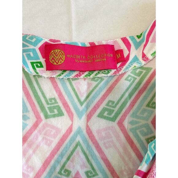 Macbeth Collection Diamond Print Pink Green Girly Swim Beach Coverup Size Medium - Picture 11 of 13